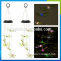 handmade dragonfly electric wind chime with solar powered led lights